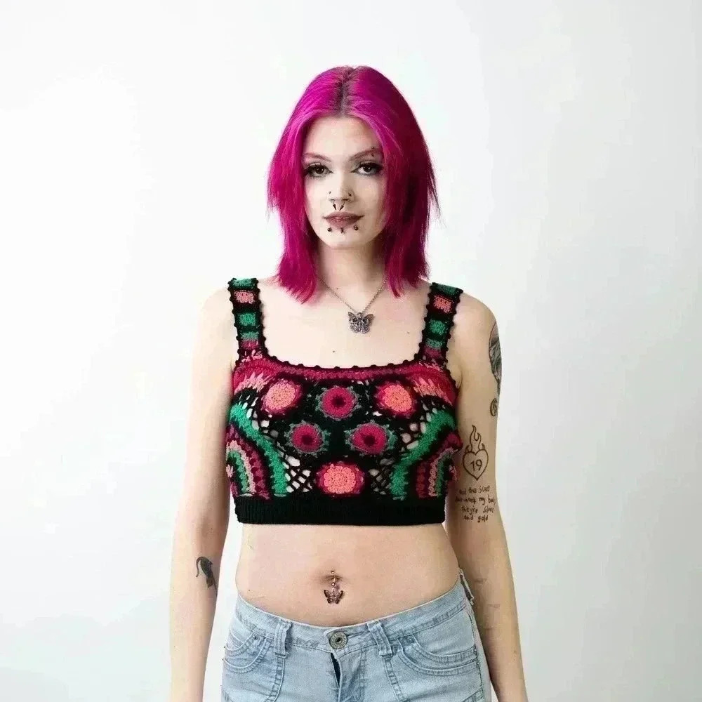 Handmade Crochet Knit Crop Top - S/M - Picture 2 of 5